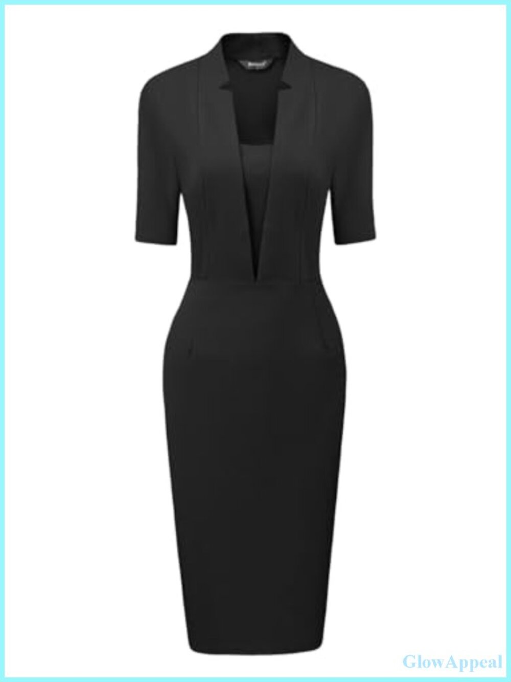 Work Pencil Dress Short Sleeve Business Sheath Midi Professional Office